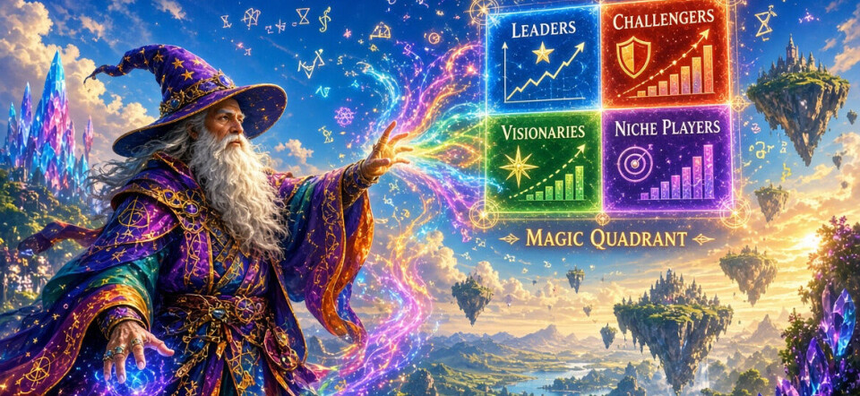 Gartner wizard weaving Magic Quadrant spells.